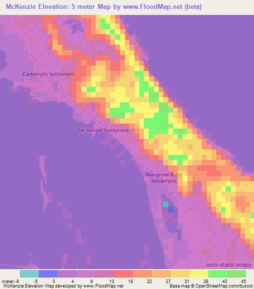 McKenzie,Bahamas Elevation Map