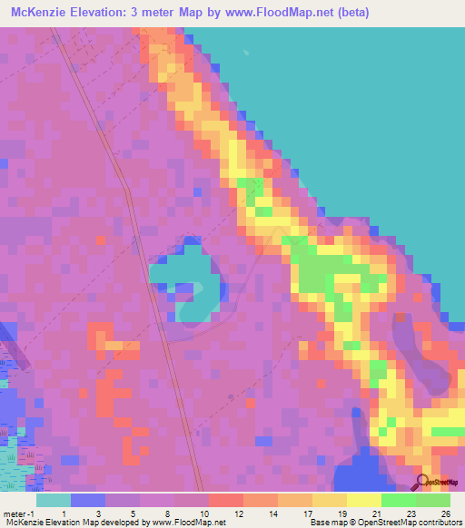 McKenzie,Bahamas Elevation Map