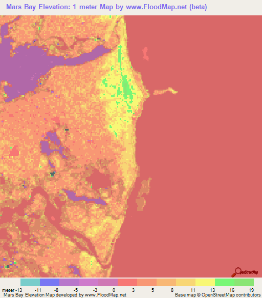 Mars Bay,Bahamas Elevation Map