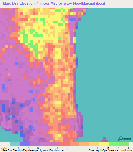Mars Bay,Bahamas Elevation Map