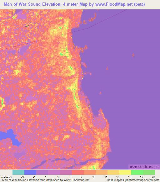 Man of War Sound,Bahamas Elevation Map
