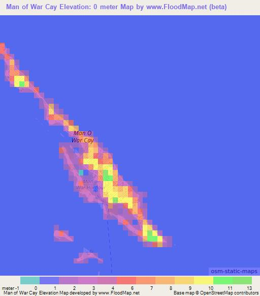 Man of War Cay,Bahamas Elevation Map