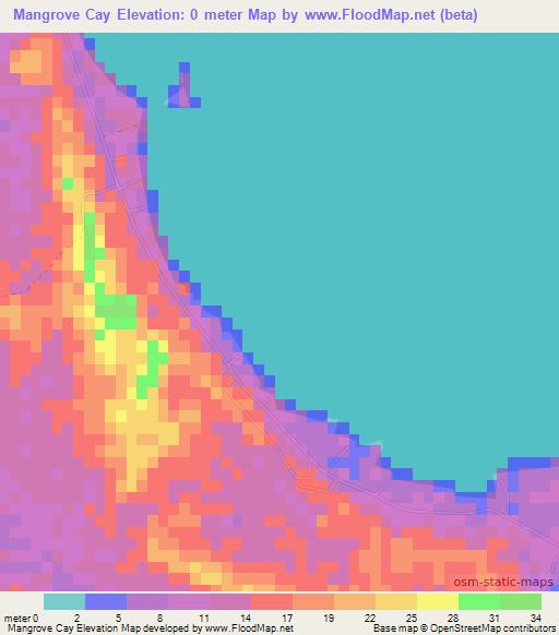 Mangrove Cay,Bahamas Elevation Map