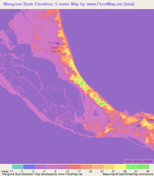 Mangrove Bush,Bahamas Elevation Map