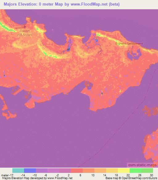 Majors,Bahamas Elevation Map