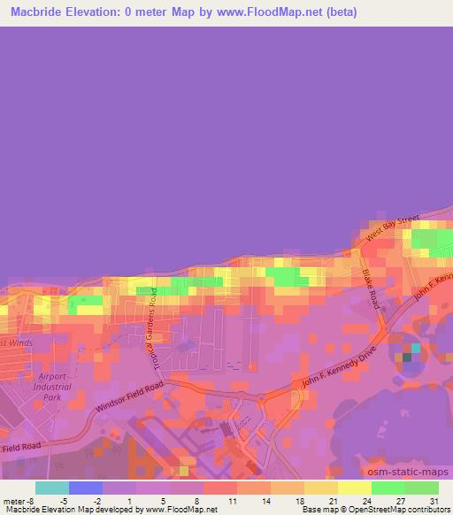 Macbride,Bahamas Elevation Map