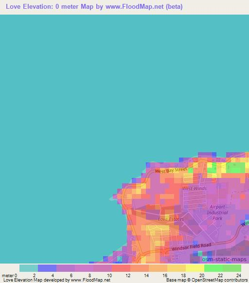 Love,Bahamas Elevation Map