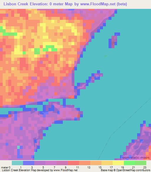 Lisbon Creek,Bahamas Elevation Map