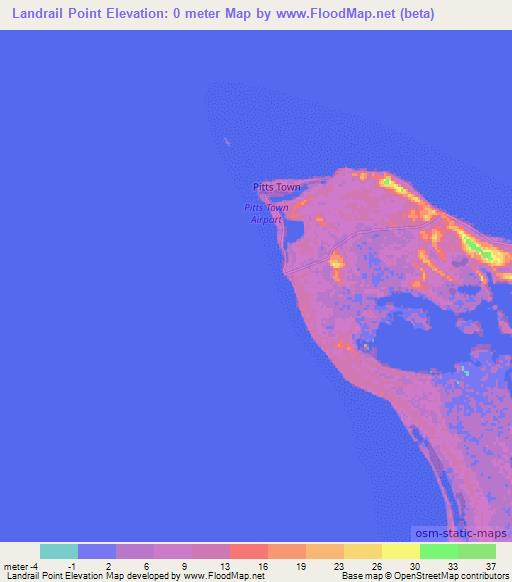 Landrail Point,Bahamas Elevation Map