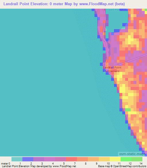 Landrail Point,Bahamas Elevation Map