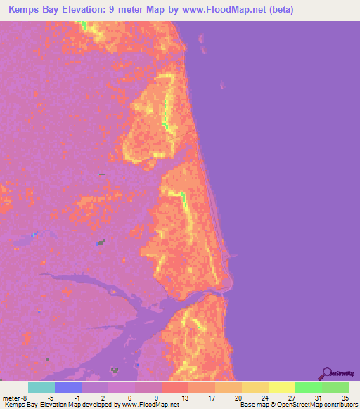 Kemps Bay,Bahamas Elevation Map