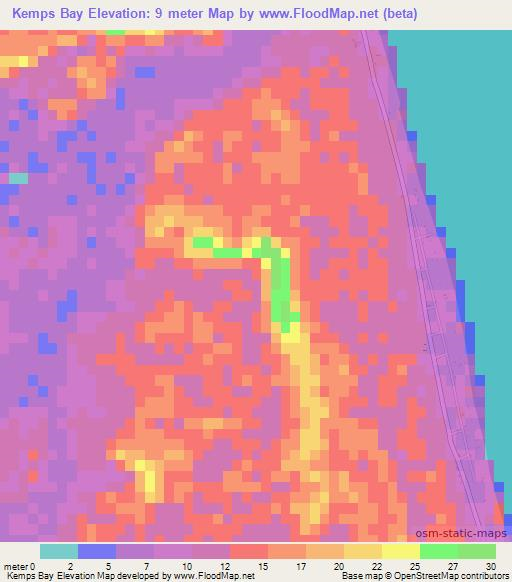 Kemps Bay,Bahamas Elevation Map