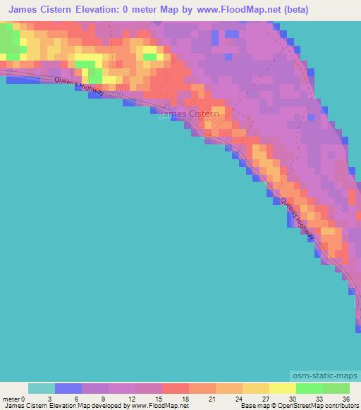 James Cistern,Bahamas Elevation Map