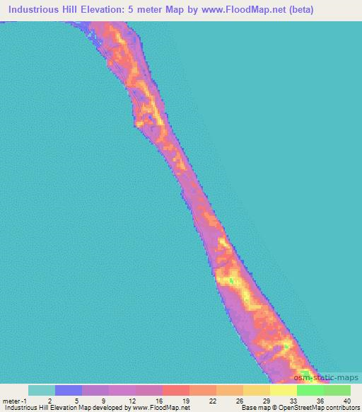 Industrious Hill,Bahamas Elevation Map
