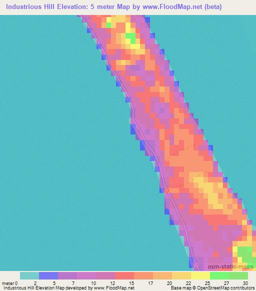 Industrious Hill,Bahamas Elevation Map