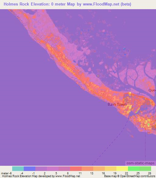 Holmes Rock,Bahamas Elevation Map