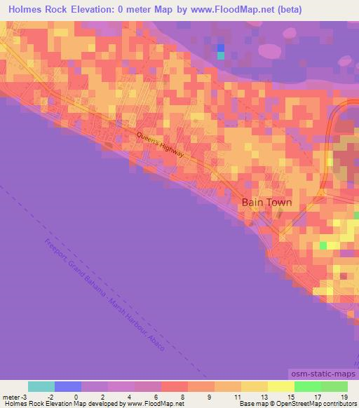 Holmes Rock,Bahamas Elevation Map