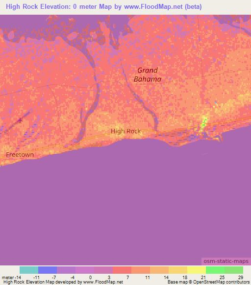 High Rock,Bahamas Elevation Map
