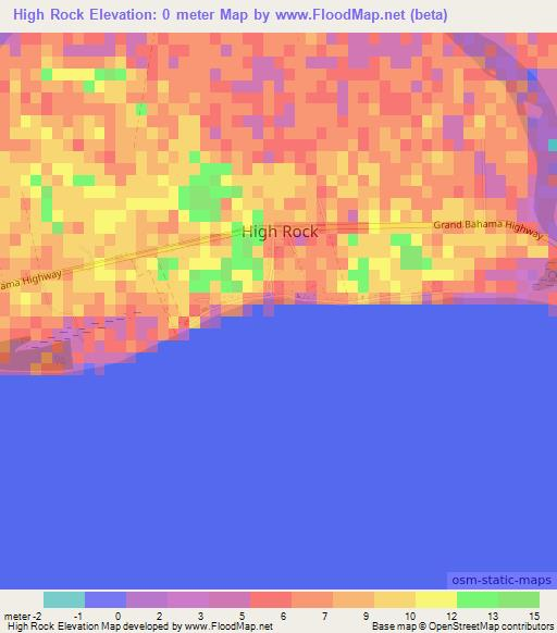 High Rock,Bahamas Elevation Map