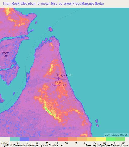 High Rock,Bahamas Elevation Map