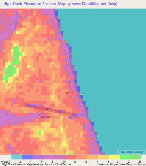 High Rock,Bahamas Elevation Map