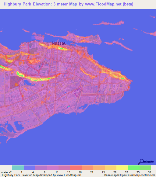 Highbury Park,Bahamas Elevation Map