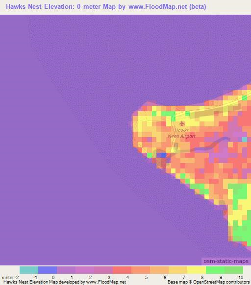 Hawks Nest,Bahamas Elevation Map