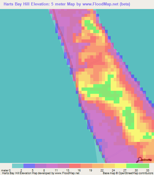 Harts Bay Hill,Bahamas Elevation Map