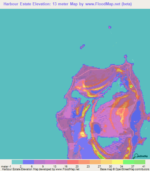 Harbour Estate,Bahamas Elevation Map