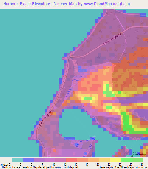 Harbour Estate,Bahamas Elevation Map