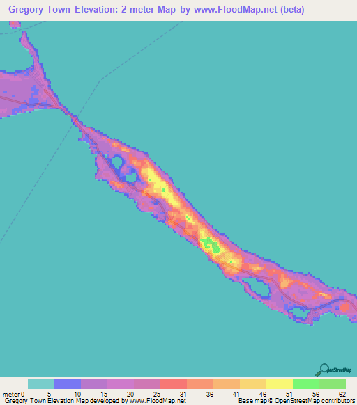 Gregory Town,Bahamas Elevation Map