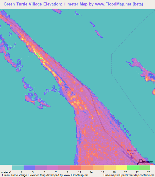 Green Turtle Village,Bahamas Elevation Map