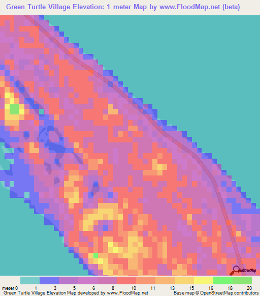 Green Turtle Village,Bahamas Elevation Map