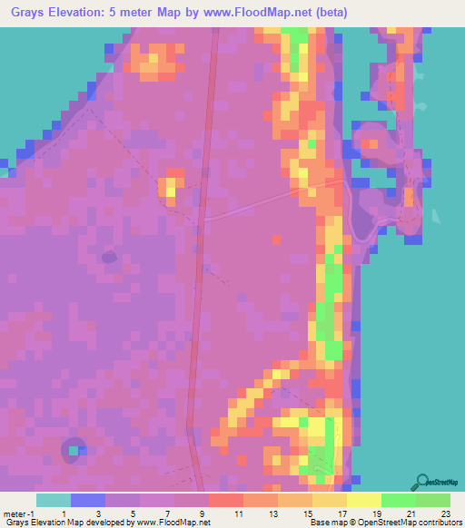 Grays,Bahamas Elevation Map