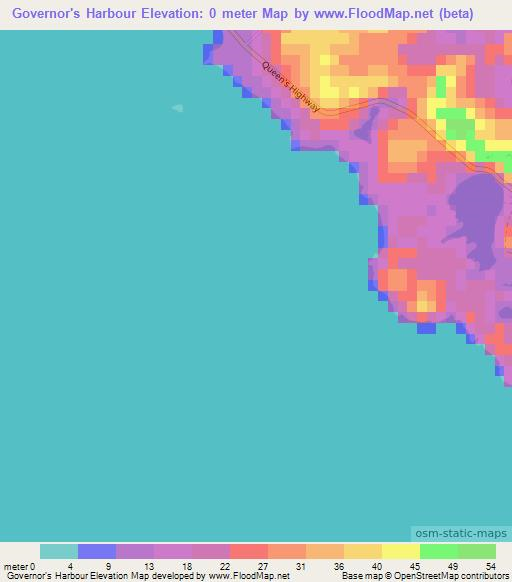 Governor's Harbour,Bahamas Elevation Map