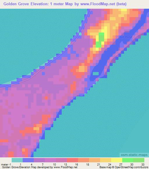 Golden Grove,Bahamas Elevation Map