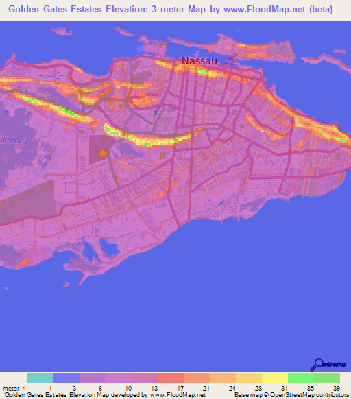 Golden Gates Estates,Bahamas Elevation Map