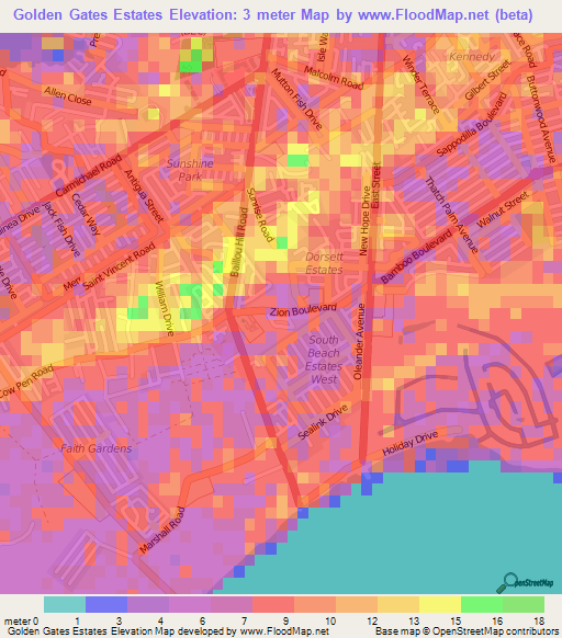 Golden Gates Estates,Bahamas Elevation Map