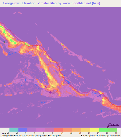 Georgetown,Bahamas Elevation Map