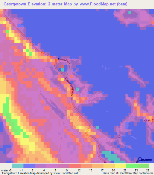 Georgetown,Bahamas Elevation Map