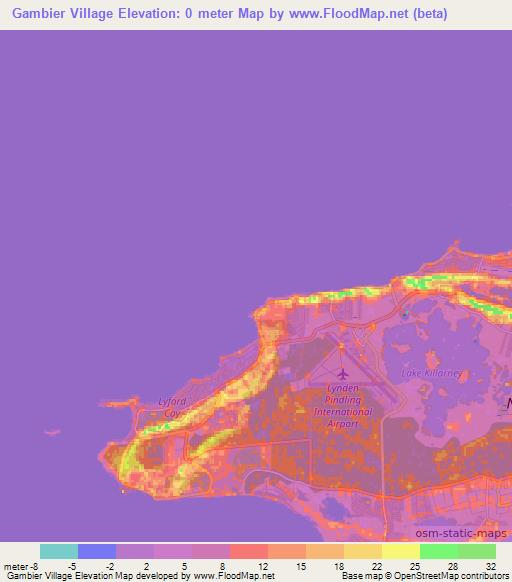 Gambier Village,Bahamas Elevation Map