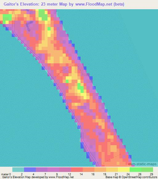 Gaitor's,Bahamas Elevation Map