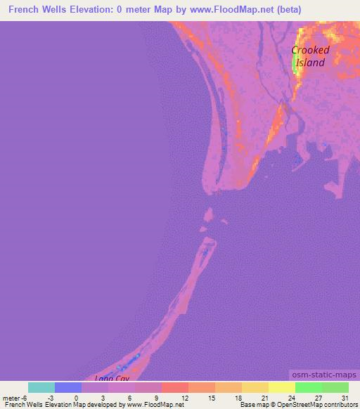 French Wells,Bahamas Elevation Map