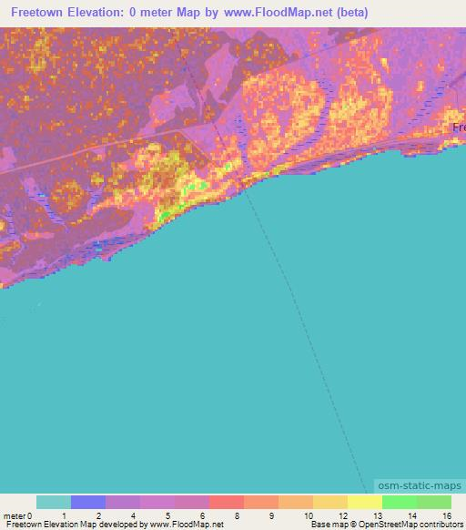 Freetown,Bahamas Elevation Map