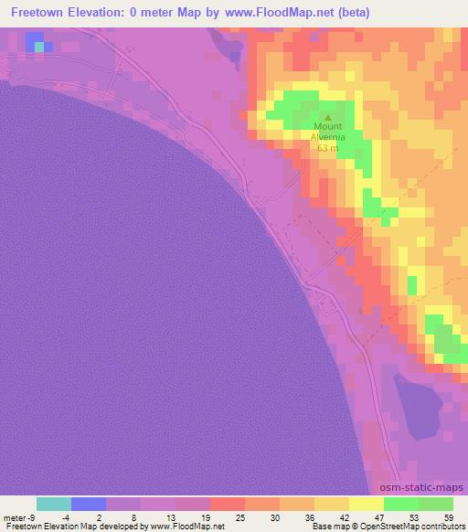 Freetown,Bahamas Elevation Map
