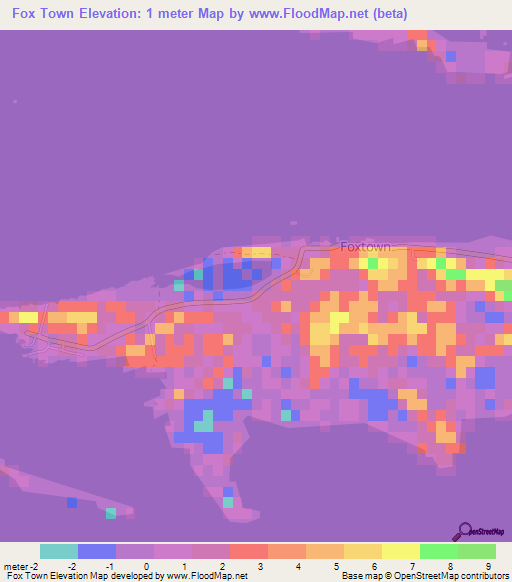 Fox Town,Bahamas Elevation Map