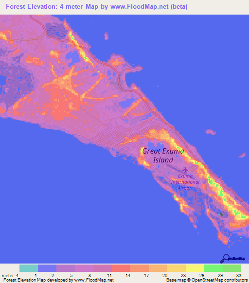 Forest,Bahamas Elevation Map