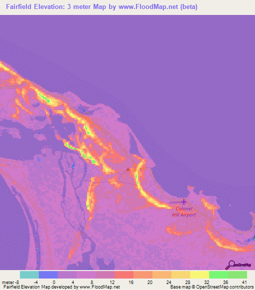 Fairfield,Bahamas Elevation Map