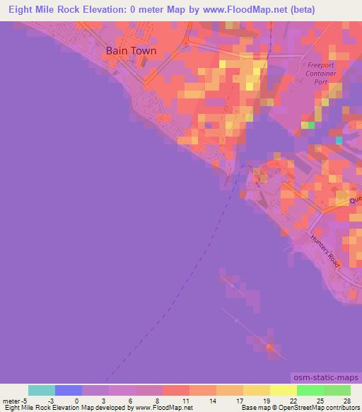 Eight Mile Rock,Bahamas Elevation Map