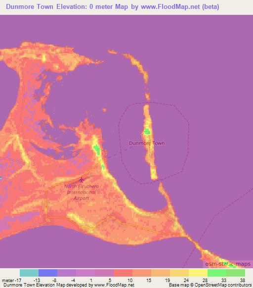 Dunmore Town,Bahamas Elevation Map